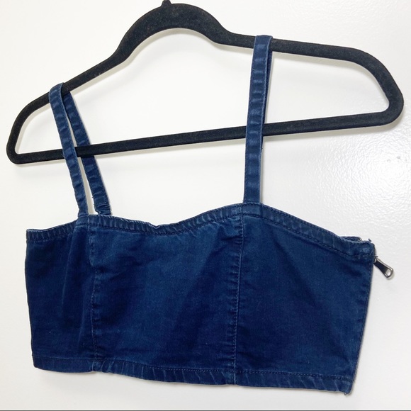 Forever 21 Denim Cami Cropped Bralette Tank M - Picture 1 of 8